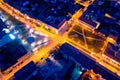 Town of Krizevci main square aerial night view