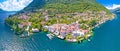 Town of Laglio on Como lake aerial panoramic view