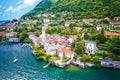 Town of Laglio on Como lake aerial view