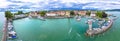 Town of Lindau on Bodensee lake harbor aerial panoramic view Royalty Free Stock Photo