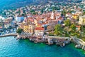 Town of Lovran and Lungomare sea walkway aerial panoramic view Royalty Free Stock Photo