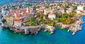 Town of Lovran and Lungomare sea walkway aerial panoramic view Royalty Free Stock Photo