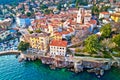 Town of Lovran and Lungomare sea walkway aerial view Royalty Free Stock Photo