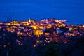 Town of Lovran seafront aerial evening view Royalty Free Stock Photo