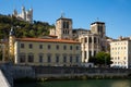 Town Lyon at riverside Saone in France, view with buildings and river Royalty Free Stock Photo