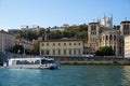 Town Lyon at riverside Saone in France, view with buildings and river Royalty Free Stock Photo