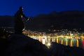 Town Makarska and monument in Croatia