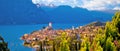 Town of Malcesine on Lago di Garda skyline panoramic view Royalty Free Stock Photo