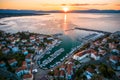 Town of Malinska aerial sunset view, Island of Krk