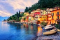 Town of Menaggio on sunset, Lake Como, Milan, Italy Royalty Free Stock Photo
