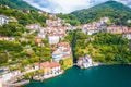 Town of Nesso historic lakefront aerial view Royalty Free Stock Photo