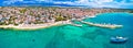 Town of Novalja beach and waterfront on Pag island aerial panoramic view Royalty Free Stock Photo