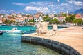 Town of Novalja waterfront and turquoise sea view, Pag island Royalty Free Stock Photo