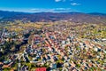 Town of Ogulin and Dobra river canyon aerial panoramic view Royalty Free Stock Photo