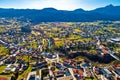 Town of Ogulin and Dobra river canyon aerial panoramic view Royalty Free Stock Photo