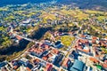 Town of Ogulin and Dobra river canyon aerial panoramic view Royalty Free Stock Photo