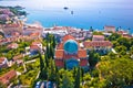 Town of Opatija cathedral and waterfront aerial view Royalty Free Stock Photo