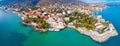Town of Opatija and Lungomare sea walkway aerial panoramic view Royalty Free Stock Photo