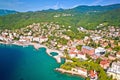 Town of Opatija and Slatina beach aerial panoramic view Royalty Free Stock Photo