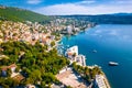 Town of Opatija waterfront aerial view Royalty Free Stock Photo