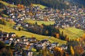 The town of Ortisei in Val Gardena, an autumn beautiful day.. Royalty Free Stock Photo