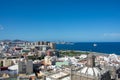 Town with part of the Santa Ana Cathedral and view of the harbor in Las Palmas on Gran Canaria, Spain Royalty Free Stock Photo