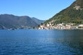 The town of Peschiera to Montisola on Lake Iseo Royalty Free Stock Photo