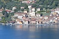 The town of Peschiera to Montisola on Lake Iseo Royalty Free Stock Photo