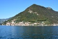 The town of Peschiera to Montisola on Lake Iseo Royalty Free Stock Photo