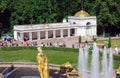 Attractions of the Peterhof Museum-reserve. Voroninskie colonnade near the Large Sea-Channel.