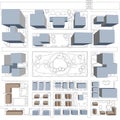 Town Planning Diagram Birds Eye Architectural Aerial View of City with Buildings and Houses