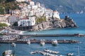 The town and port of Amalfi on the Amalfi Coast in Southern Italy. Photographed on a clear day in early autumn. Royalty Free Stock Photo