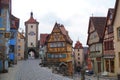 town Rothenburg ob der Tauber (Ploenlein with Kobolzeller Steige and Spitalgasse) in Bavaria, Germany
