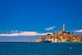 Town of Rovinj ancient architecture and waterfront view Royalty Free Stock Photo