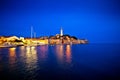 Town of Rovinj evening blue hour view