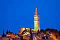 Town of Rovinj landmark evening view