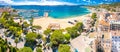 Town of Sainte Maxime beach and waterfront aerial panoramic view Royalty Free Stock Photo