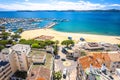 Town of Sainte Maxime beach and waterfront aerial panoramic view Royalty Free Stock Photo