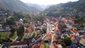 Town of Samobor at sunset aerial view, Prigorje region of Croatia