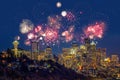 Seattle (Washington, USA) with fireworks Royalty Free Stock Photo