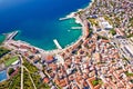 Town of Senj waterfront aerial view, Adriatic sea