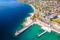 Town of Senj waterfront aerial view, Adriatic sea Royalty Free Stock Photo