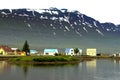 Town of Seydisfjordur with mountains in the background