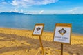 Town signs road information board directional signs on beach Thailand