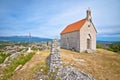 Town of Sinj and church on historic hill view Royalty Free Stock Photo