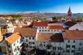 Town of Sinj in Dalmatia hinterland aerial view, southern Croatia. Panoramic view of small picturesque town Sinj in Croatia, Royalty Free Stock Photo