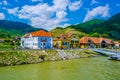 The town of Spitz an der Donau along the Danube River in the picturesque Wachau Valley, a UNESCO World Heritage Site, in