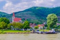 The town of Spitz an der Donau along the Danube River in the picturesque Wachau Valley, a UNESCO World Heritage Site, in