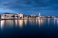 Town of Split in Croatia at night, adriatic sea