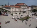 The town square in Smederevo, Serbia with competitions of carriages with horses